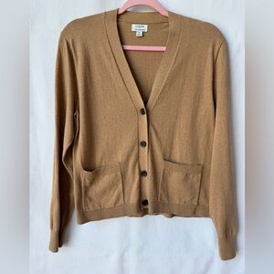 J.Crew Factory Cotton Cashmere Camel Cardigan Sweater Size Medium